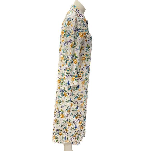 NEW / R13 Liberty London Cowboy Floral Shirt Dress Midi White - Picture 8 of 11
